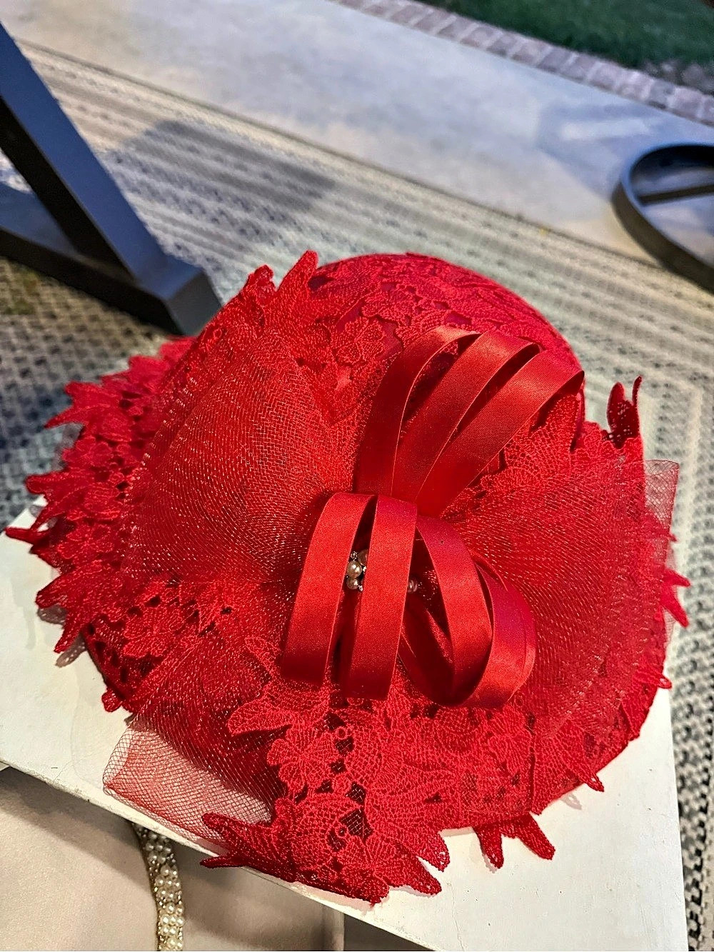Giovanna Signature HR1020 Red Lace Floral Hat